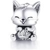 Rimgoris Argento 925 Charm per donna Bracciali Collana Cat Stuffed Toys Dangle Charm Gift