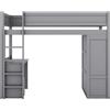 WM Store DE Letto a Soppalco per Bambini 6+ Anni, 90x200 cm, con Armadio, Scrivania e Cassetti, Denza Materasso, Grigio | Aosom Italy