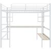 WM Store DE Letto a soppalco 140x200 cm in metallo con scrivaniae scaffali, Bianco