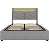 WM Store DE Letto imbottito 140 x 190 cm con illuminazione ambientale, senza materasso, Grigio