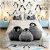 Homemissing Copriletto trapuntato con pinguino in stile cartone animato, per bambini, ragazzi e ragazze, divertente e carino, set copripiumino invernale innevato 2 pezzi singolo