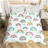 Homemissing Set di biancheria da letto per bambini, ragazzi e ragazze, set copripiumino singolo con motivo geometrico arcobaleno in stile cartone animato, per camera da letto, 2 pezzi