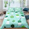 Homemissing Set di biancheria da letto con cactus di cartone animato per ragazze bambino botanico succulento biancheria da letto & lino piante verdi copripiumino a pois copriletto geometria king size 3 pezzi