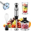 Reemix Frullatore a Immersione Multifunzione 5 in 1, Reemix Minipimer in Acciaio Inox, 1000 W, 12 Velocità e Modalità Turbo, con, Frusta e Montalatte, Tritatutto da 500 ml e Misurino da 600 ml (nero)