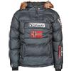 Geographical Norway - Parka con passamontagna caldo, da uomo, impermeabile, con cappuccio in pelliccia spessa, per esterni, giacca calda da vento, invernale, fodera esterna da uomo (Gris scuro XXL)