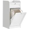 VASAGLE Mobile Portabiancheria per Bagno, Mobiletto Bagno con 1 Cassetto e 1 Cesto Portabiancheria, Sacco Interno Rimovibile con Maniglie, 40 x 40 x 80,2 cm, Bianco Nuvola BBC741W01