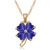 Crystalline Azuria Donna 18ct Placcato Oro Trifoglio fortunato Collana con Ciondolo con Blu Zaffiro simulato Cristalli di Zirconi 45 cm