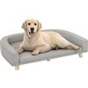 PawHut Divano per Cani di Taglia Grande con Cuscino Sfoderabile, in Poliestere e Legno, 98x67x25 cm, Grigio