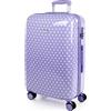 ITACA - Valigia Bambina Mediano - Valigia Bambini Resistente e leggera - Trolley Bambina leggera con 4 ruote Cabina aereo - Trolley Bambino Lucchetto a combinazione, Malva