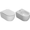 COPPIA SANITARI VASO BIDET E COPRIVASO RALLENTATO GLOBO MODE SOSPESI SENZABRIDA