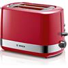Bosch Hausgeräte Bosch TAT6A514 - Tostapane compatto in acciaio inox integrato, con spegnimento automatico, funzione scongelamento, perfetto per 2 fette, funzione sollevamento, centraggio pane, 800 W, colore: rosso