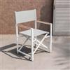 DEGHI Sedia regista in alluminio bianco e textilene grigio - Mistral