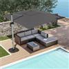 DEGHI Ombrellone da giardino 3x4 m palo laterale telo grigio - Porto Cervo