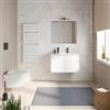 DEGHI Mobile bagno sospeso 80 cm bianco opaco con ante e lavabo dx con specchio - Cuki