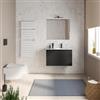 DEGHI Mobile bagno sospeso 80 cm nero opaco con ante e lavabo dx con specchio - Cuki