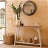 DEGHI Consolle 120x84h cm in legno di acacia bianco con top naturale - Tennesee