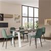 DEGHI Tavolo da pranzo 150x70 cm top effetto rovere grigio 38 mm e gambe in metallo bianco - Juls