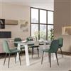 DEGHI Tavolo da pranzo 160x80 cm top grigio effetto pietra 38 mm e gambe in metallo bianco - Juls
