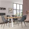 DEGHI Tavolo da pranzo 200x100 cm top effetto rovere gold 38 mm e gambe in metallo bianco