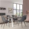 DEGHI Tavolo da pranzo 200x100 cm top effetto rovere grigio 38 mm e gambe in metallo bianco - Juls