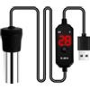 DONGKER Riscaldatore Acquario,10 W/15 W 5 V 2 A USB Riscaldamento Sommergibile per Acquari 17 ℃-34 ℃ Regolabile con Display Digitale a LED per Serbatoio Pesce e Tartarughe da 3-5 Litri