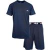Fila Pigiama Uomo Cotone 100%, Set Maglietta e Pantaloni Corti Uomo, Morbido e Confortevole, Blu, Taglie S