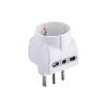 Electraline Adattatore spina S17 (grande) e 1 presa Shuko 10A + 2 Prese 10A bipasso Adattatore triplo con 1 presa schuko 2 poli + terra 10A. + 2 prese 2 poli + terra 10A.