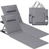 SONGMICS Set di 2 Lettini da Spiaggia, Sedie a Sdraio, Lettini Prendisole, Cuscino, Schienale Inclinabile, Portatile con Manico, per Campeggio Giardino Piscina, 158 x 55 cm, Grigio Ardesia GCB251G01