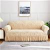 Hiseng Jacquard Strisce Copridivano 1 2 3 4 Posti, Copridivano Elasticizzato, Copridivano con Braccioli Tessuto Super Morbido Universale Copri Divano Antiscivolo (3 posti,Champagne)