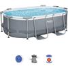 Bestway 5614A Set Piscina Fuori Terra Power Steel Ovale da 305x200x84 cm