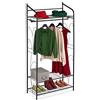 Relaxdays Stand Appendiabiti in Metallo, Attaccapanni con Ripiano per Scarpe Cappelli, Armadio Aperto, 161x78x36cm, Nero