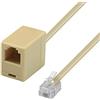 Waytex 39356 - Prolunga telefonica RJ11 maschio a RJ11 femmina, 5 m, beige