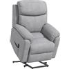 HOMCOM Poltrona Alzapersona Reclinabile con Poggiapiedi, in Poliestere effetto Lino, 83x89x102 cm, Grigio|Aosom