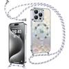 Kokio Cover Magnetica Glitter per iPhone 15 Pro Max con Cordino [Compatibile con MagSafe] Motivo Cuore TPU Silicone Custodia per Donna Ragazza Trasparente Antiurto Case per iPhone 15 Pro Max Argento