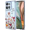 SEAHAI Cover per Motorola Moto G75 5G, Custodia Protettiva Ultra Sottile ed Elegante in Silicone TPU Trasparente, Bello Fiori Colorful Cover Antiurto Case - Danza dei Fiori