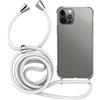 MyGadget Cover per iPhone 12 Pro Max - Custodia con Corda - Case con Cordino Trasparente Antiurto con Laccio | Tracolla - Practical Stylish - Bianco