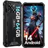OUKITEL G2 Rugged Smartphone 2025, 16GB+64GB/1TB Telefono Indistruttibile Android 14, 6300mAh, 6.0 HD+ Display Cellulare Antiurto, 13MP Fotocamera, 4G Dual SIM/IP68/IP69K/OTG/FACE ID/GPS