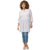 Ulla Popken Blusa Lunga, Crepe, Colletto Alto, Scollo a V, Maniche a 3/4 Camicia da Donna, Bianco Neve, 52/54 IT