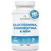 Bandini® Glucosamina Condroitina MSM 366 Compresse con Vitamina C | Per Articolazioni e Cartilagini | Formula Completa con 600mg di Glucosamina, 100mg di Condroitina e di MSM per dose giornaliera