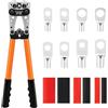 Grasomtools Strumento di crimpatura per capicorda del cavo della batteria per pinza per capicorda elettrica AWG 8-1/0 (HX5B0 Crimper+60PCS Terminal)