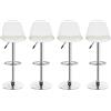 RELOVE Set 4 Sgabelli da Bar Cucina Seduta e Schienale in Ecopelle Similpelle Base in Metallo Cromato con Poggiapiedi Sgabello Design Moderno Girevole con Altezza Regolabile(Bianco-4pc)