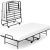COSTWAY Brandina Pieghevole con Materasso, Letto Portatile per Ospiti con Telaio in Metallo Resistente, Letto Singolo con Ruote Bloccabili, 194x90 cm, Carico 220 kg