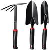 KATLKIU Kit Giardinaggio 3 Pezzi - Set Attrezzi da Giardino in Acciaio Inossidabile con Impugnatura Antiscivolo, Paletta Giardinaggio, Trapiantatore e Zappa Doppia per Orto, Serre, Fioriere e Scavo