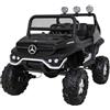 Tecnobike Shop Auto Macchina Elettrica per Bambini 24V 2 Post Mercedes Unimog 12V 2 Posti Monitor Touchscreen Lettore Mp4 Mp3 Luci LED Suoni Ruote in Gomma EVA (Nero)