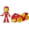 SPIDEY AND HIS AMAZING FRIENDS Hasbro Marvel Iron Man Action Figure e Iron Racer Vehicle, Iron Man giocattolo per bambini dai 3 anni in su, multicolore