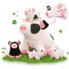 OUOZZZ 5 pezzi di peluche di maiale, 23 cm, morbido maiale con 4 porcellini di peluche nella pancia, festa di compleanno, decorazione per bambini