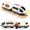 DxxD Trenino Elettrico per Bambini, Trenino Legno Giocattolo Bambini, Treno Intercity Suono e luce con Figure per Ferrovia, Locomotiva ad Azione a Batteria Compatibile con Thomas Brio, 3+ Anni, Bianco