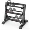 FFitness Rastrelliera per Manubri 3 Livelli Supporto Porta Pesi Bilanciere Kettlebell Rack Carico Max 500 Kg Espositore in Acciaio Multifunzione