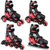 RAVEN 4in1 Inline Skates Pattini in linea Triskates Pattini a rotelle/da ghiaccio per bambini, ragazze e ragazzi regolabili (Singer Black/Red, 29-32 (18cm-20cm))