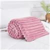 LIZZIE JACOBS Osum Coperta a coste in pile Sherpa con cordoncino grosso super morbida, calda, accogliente, di lusso, coperte di grandi dimensioni per bambini e adulti (rosa cipria, matrimoniale 150 x 200 cm)
